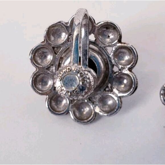 Vintage Bond Boyd Ster Amethyst Glass Sterling Screw Back Earrings Floral Canada - Picture 5 of 7